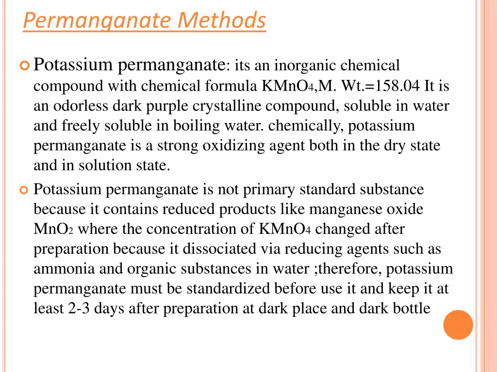 permanganate methods
