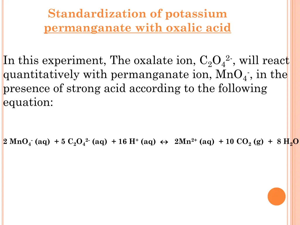 standardization of potassium permanganate with