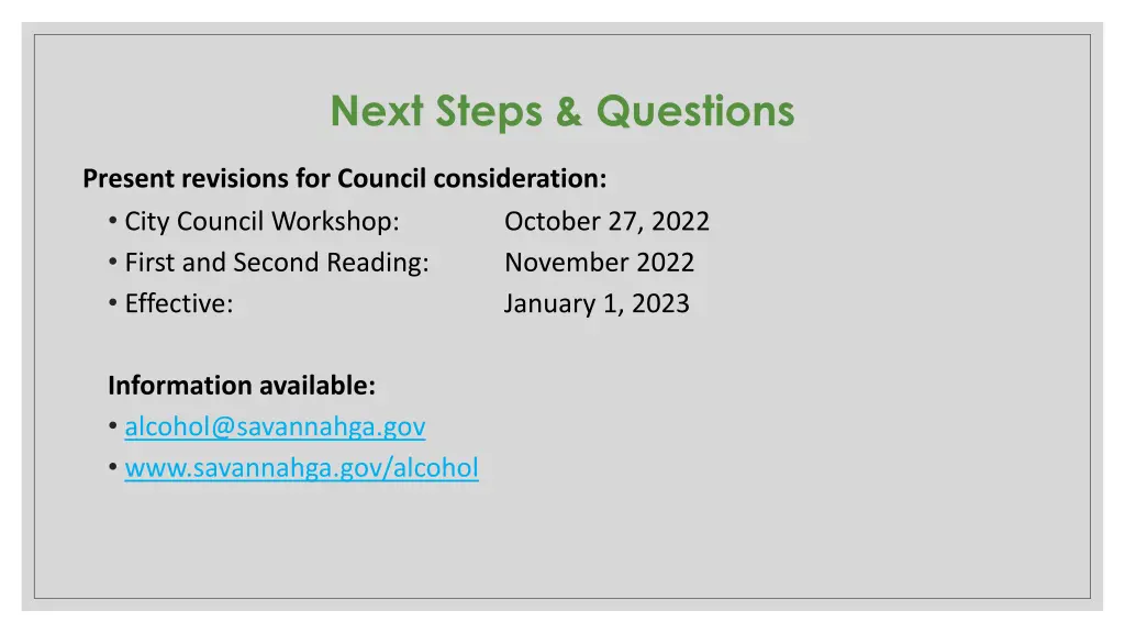 next steps questions