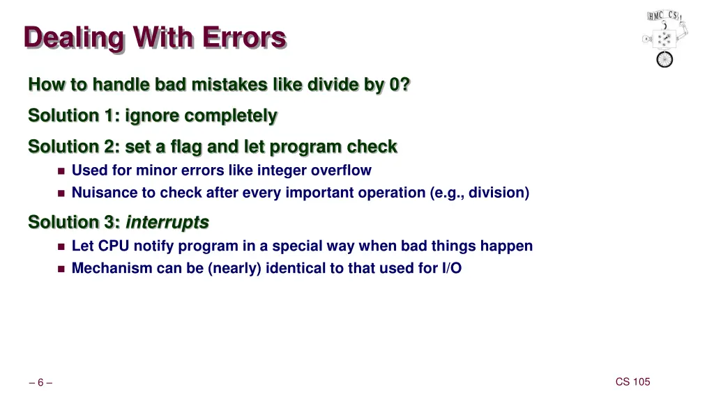 dealing with errors