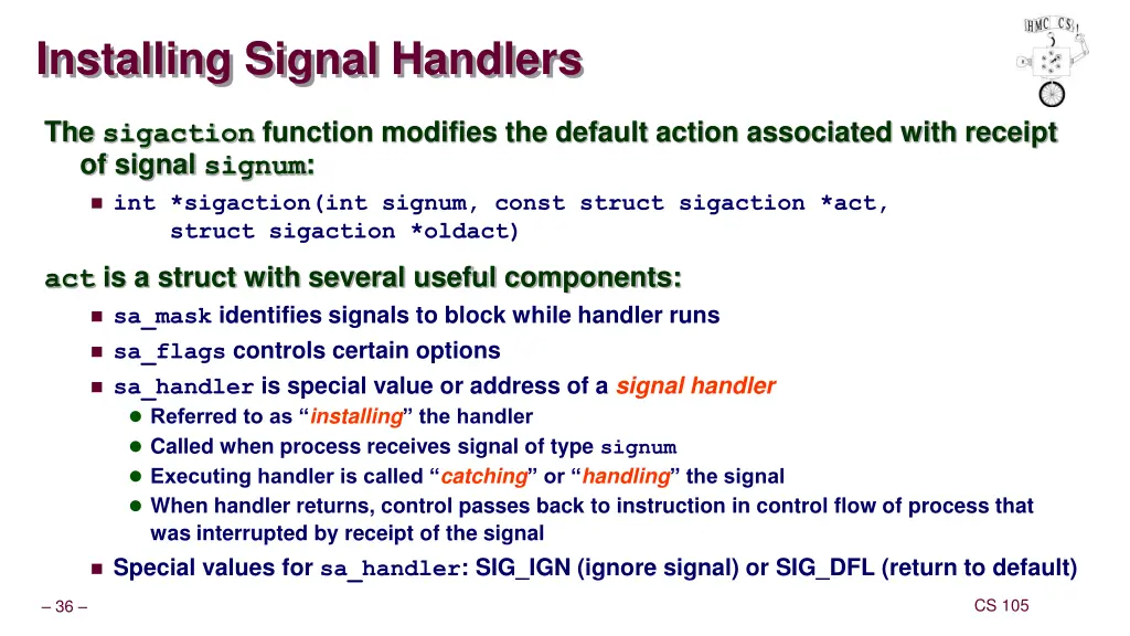 installing signal handlers