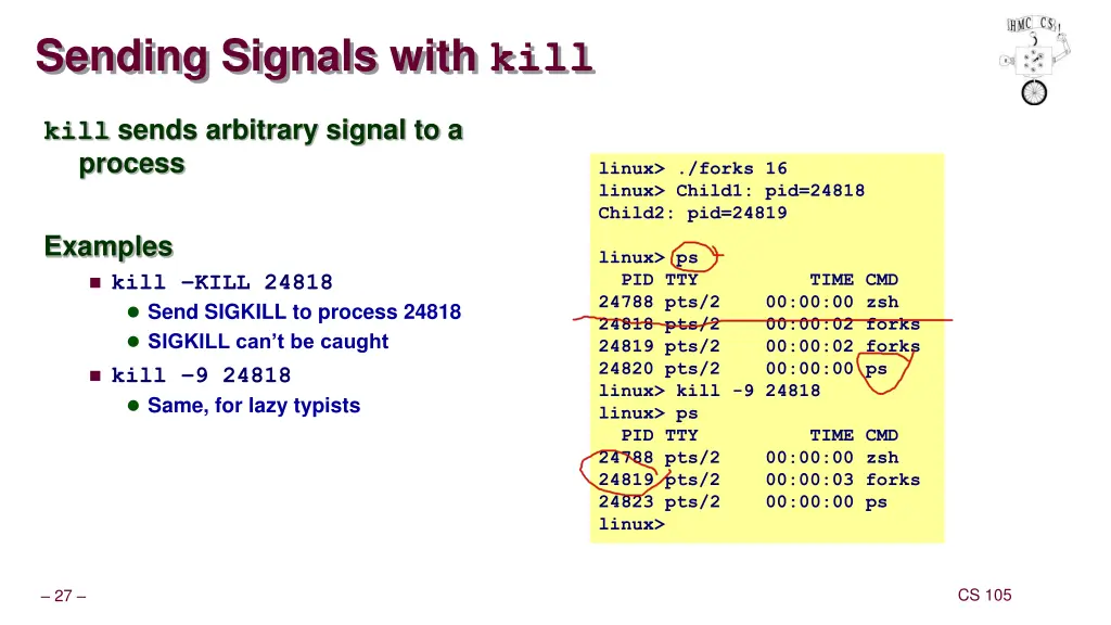 sending signals with kill
