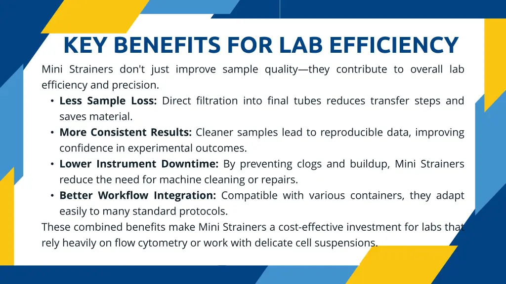 key benefits for lab efficiency mini strainers