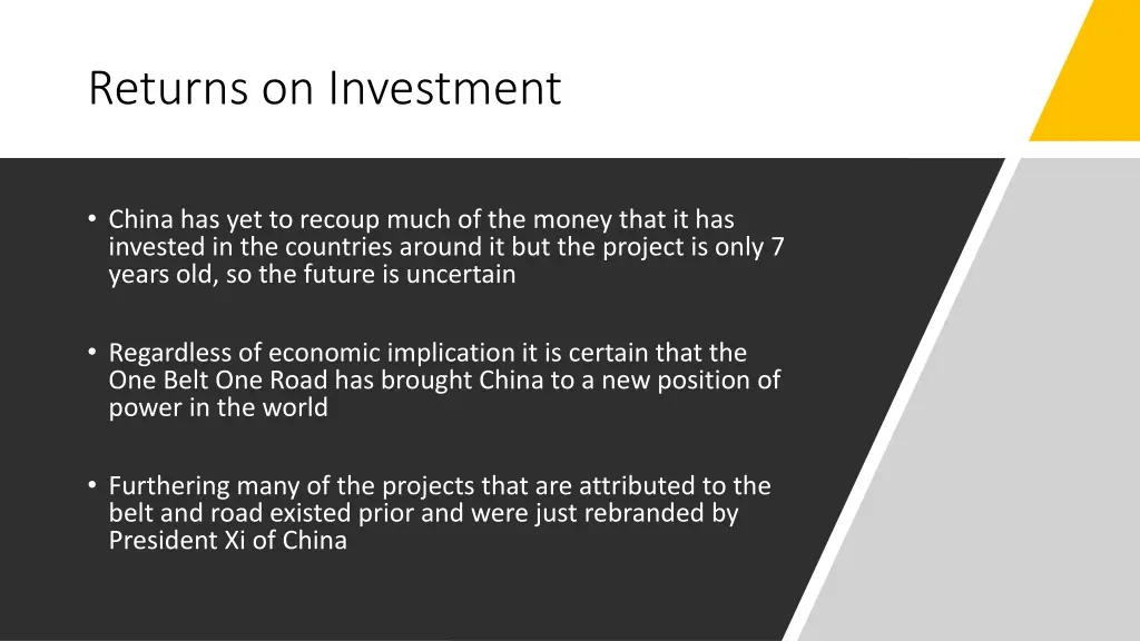 returns on investment