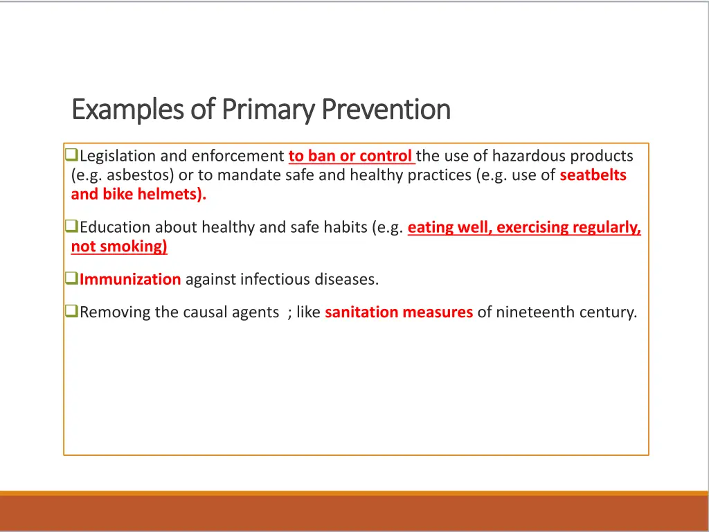 examples of primary prevention examples