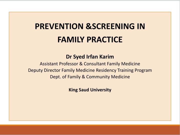 prevention screening in family practice