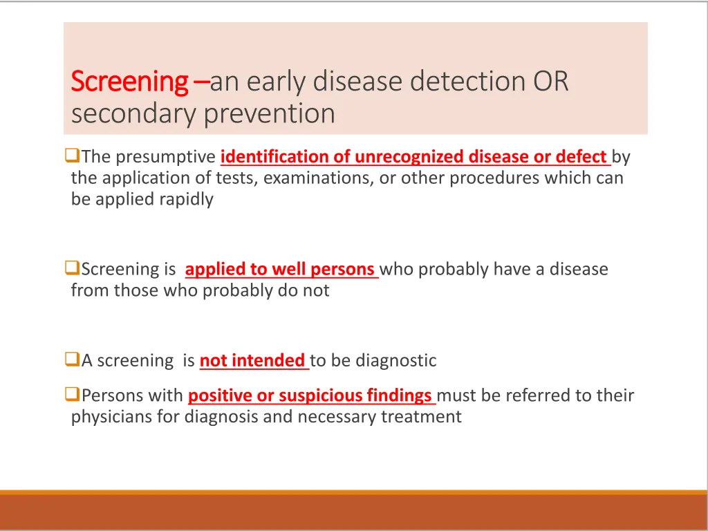 screening screening an early disease detection