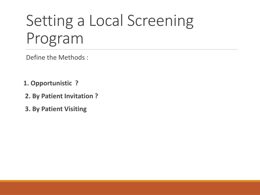 setting a local screening program 1