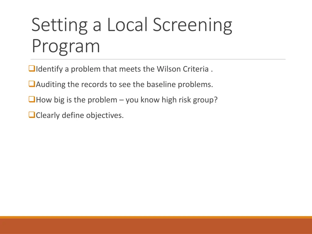 setting a local screening program