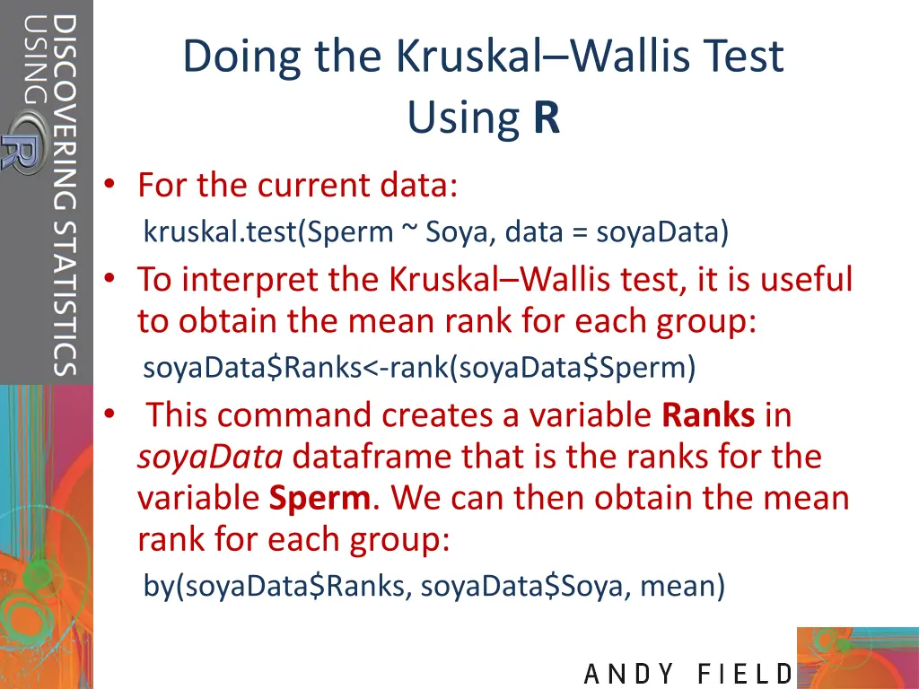 doing the kruskal wallis test using