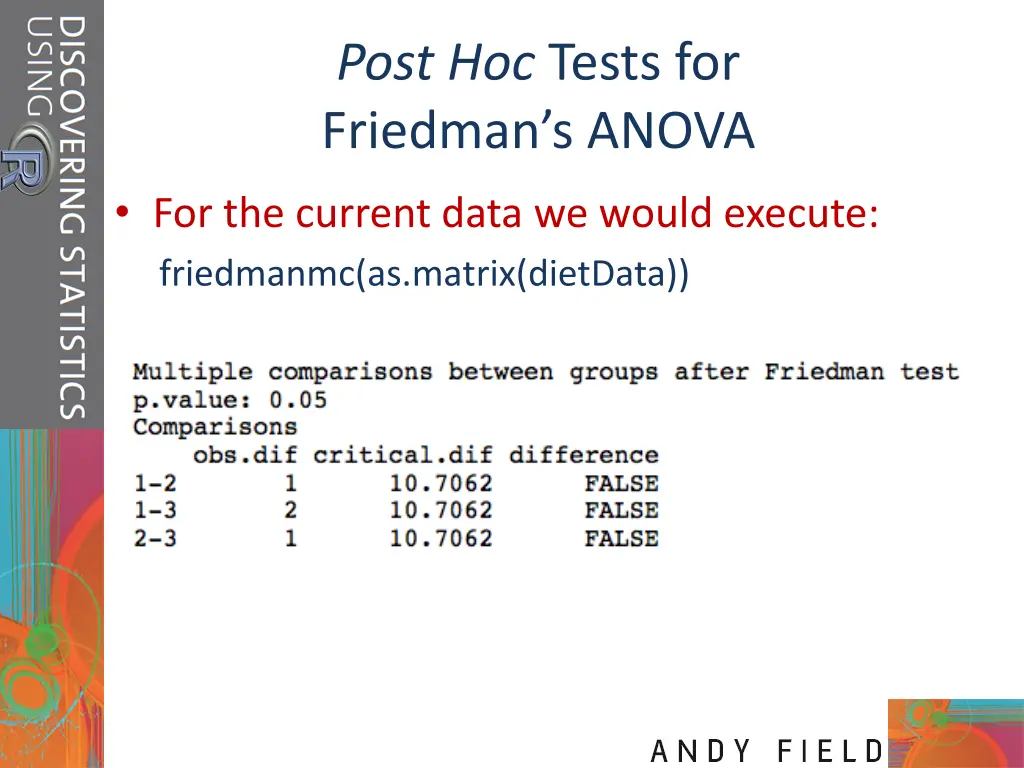 post hoc tests for friedman s anova