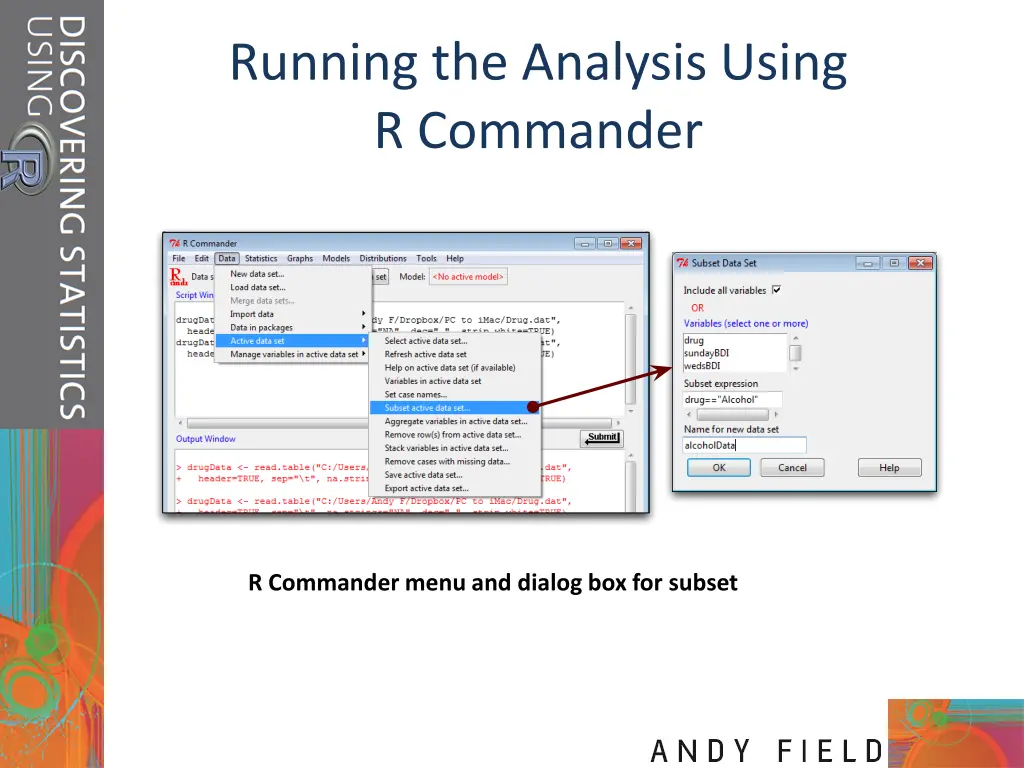running the analysis using r commander 1