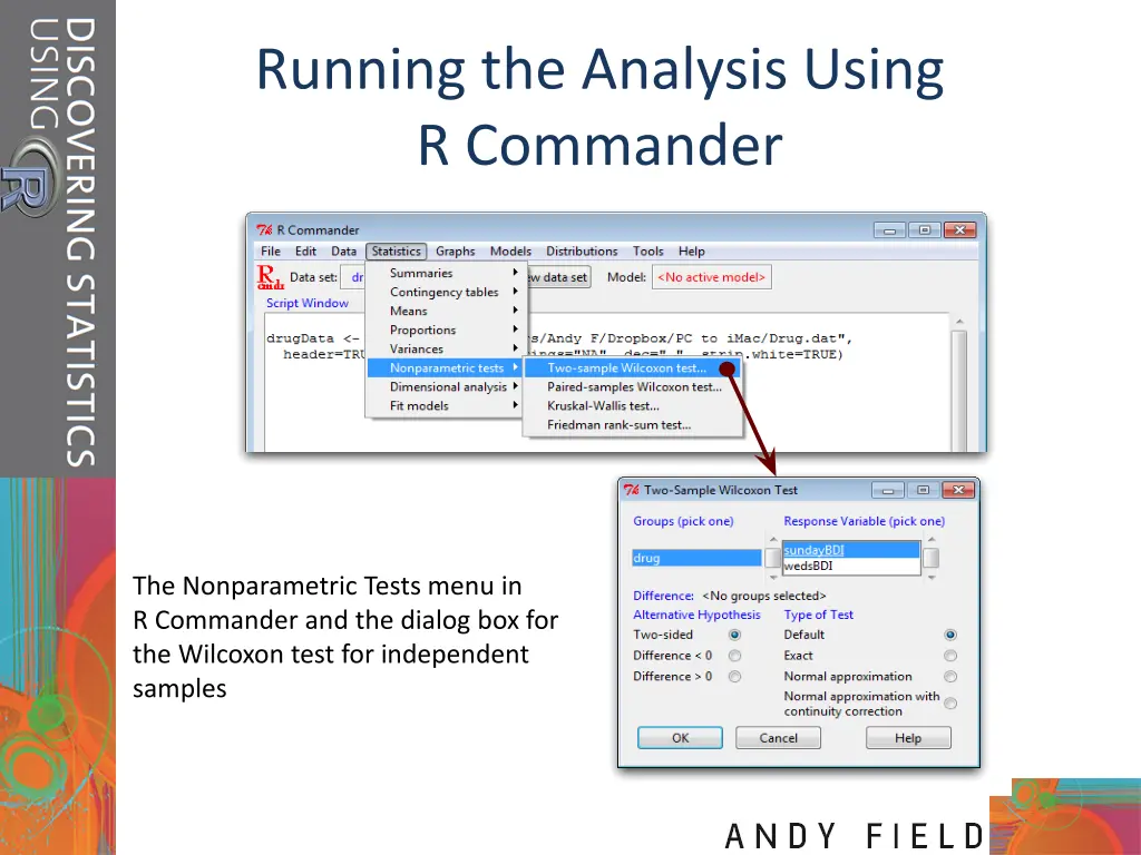 running the analysis using r commander