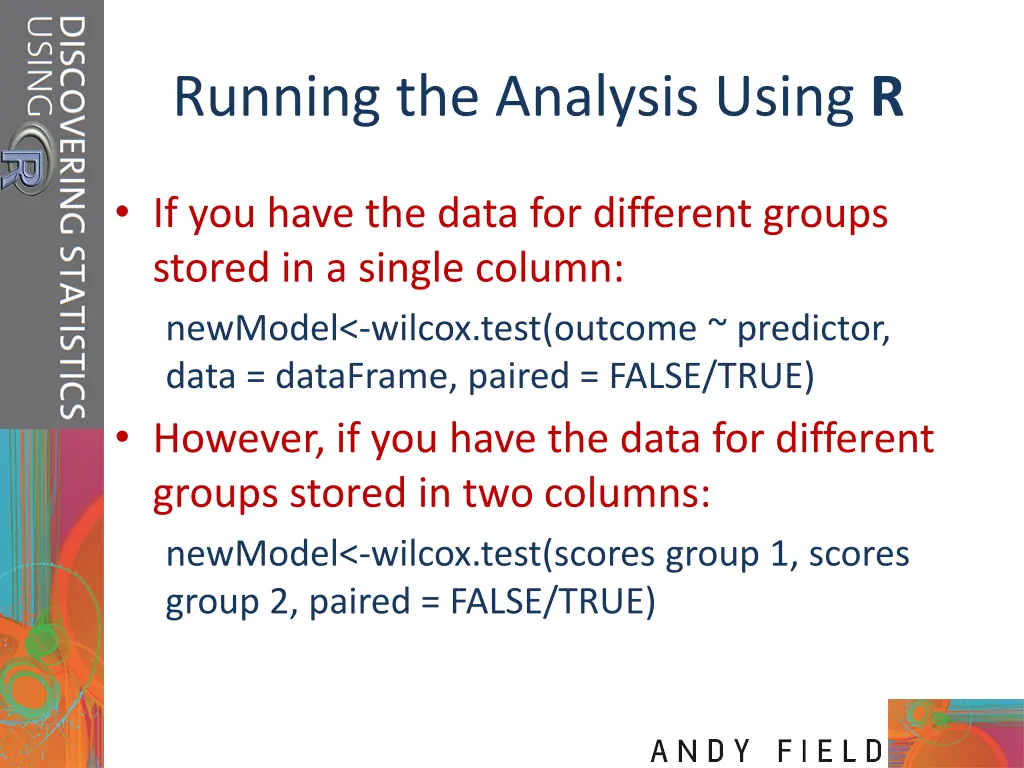 running the analysis using r