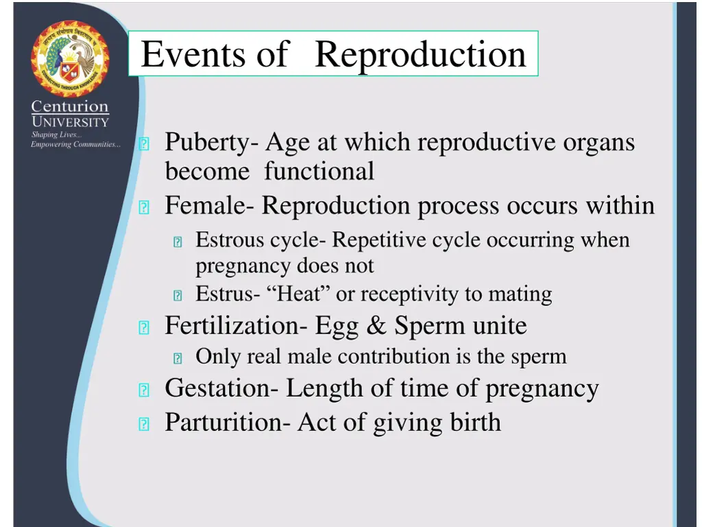 events of reproduction