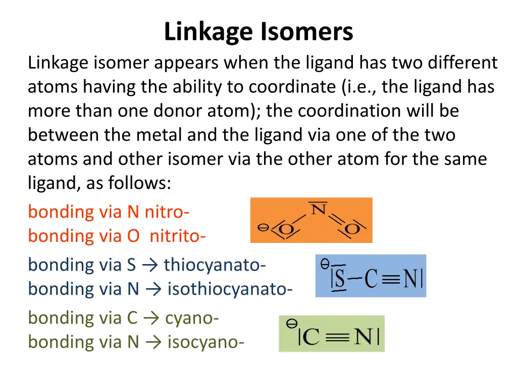 linkage isomers