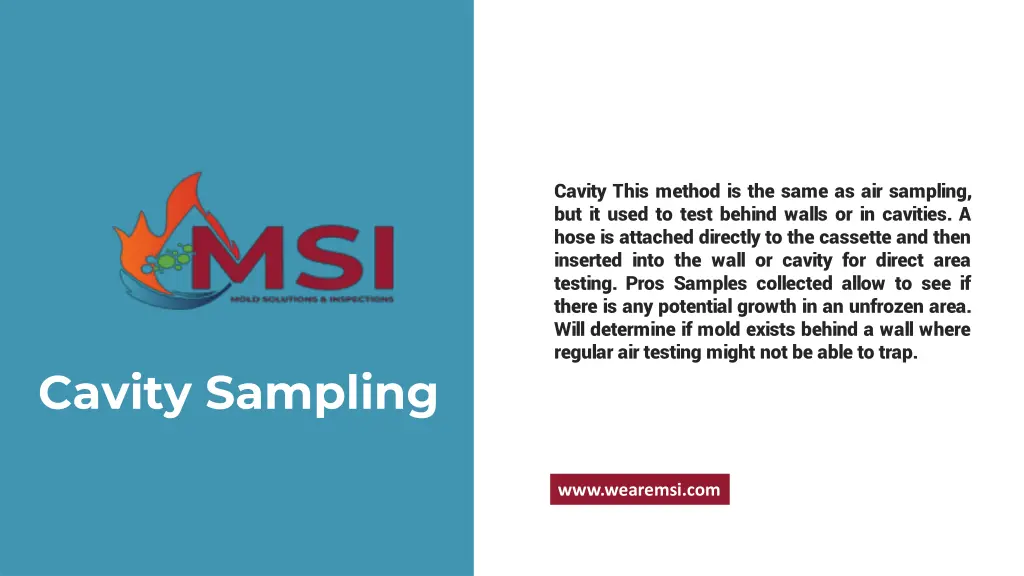 cavity this method is the same as air sampling