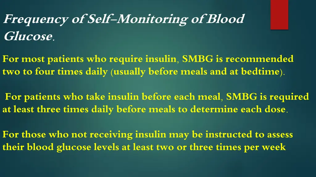 frequency of self monitoring of blood glucose