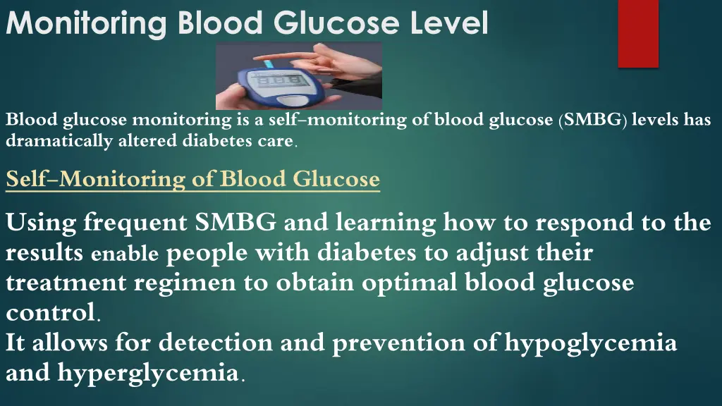 monitoring blood glucose level