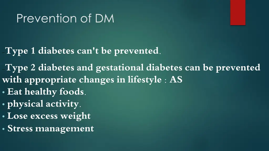 prevention of dm