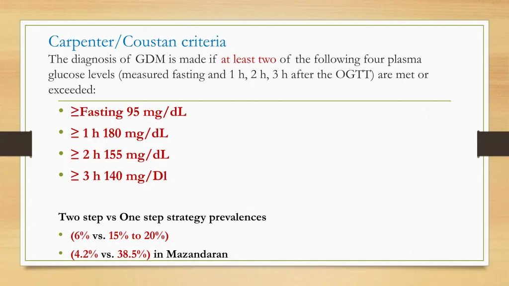 carpenter coustan criteria the diagnosis