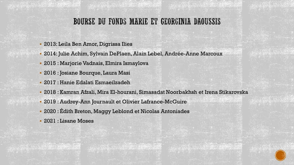 bourse du fonds marie et georginia daoussis