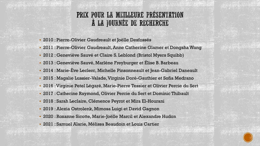 prix pour la meilleure pr sentation la journ