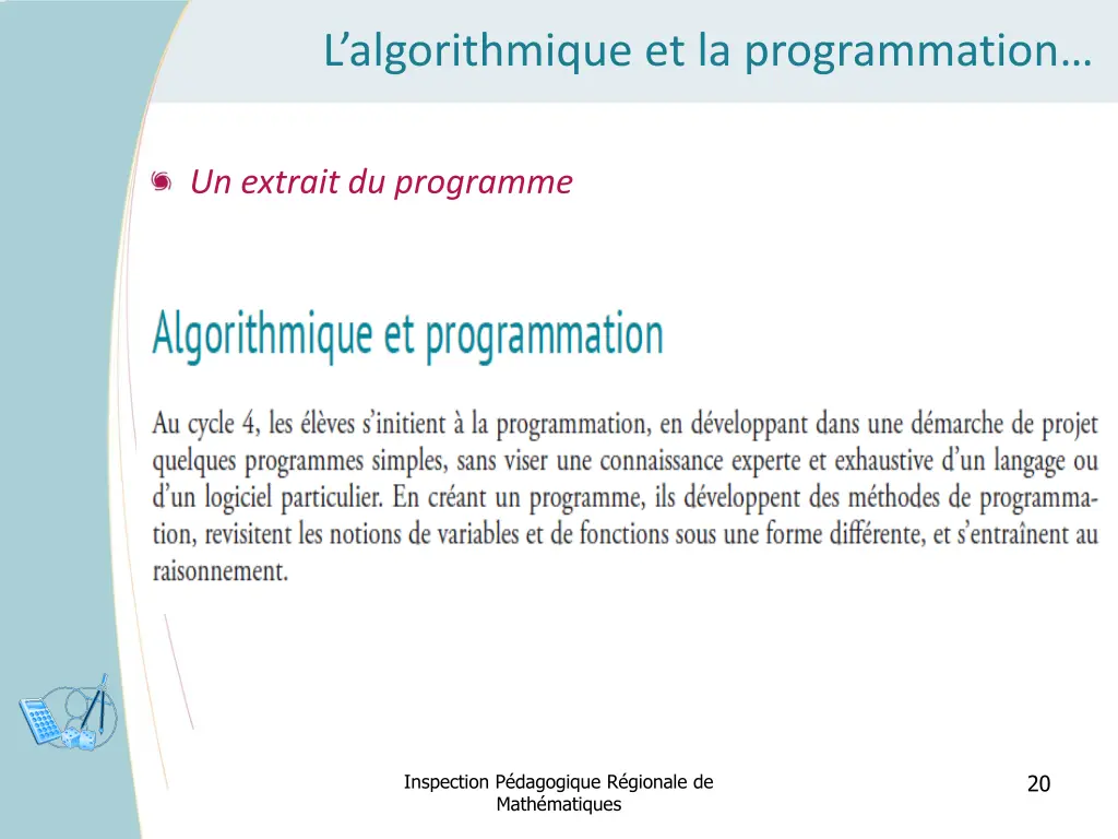 l algorithmique et la programmation