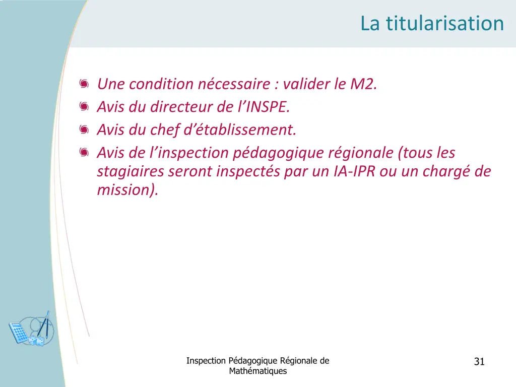 la titularisation