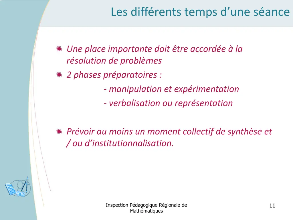 les diff rents temps d une s ance