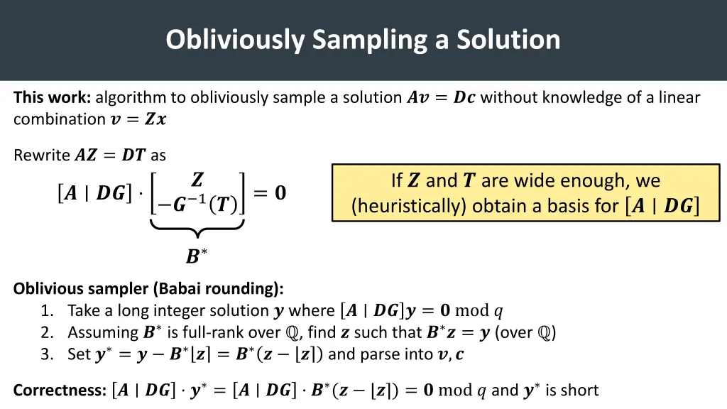 obliviously sampling a solution 1