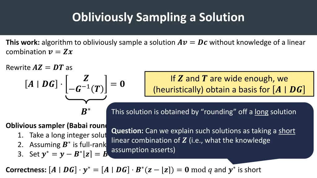 obliviously sampling a solution 2