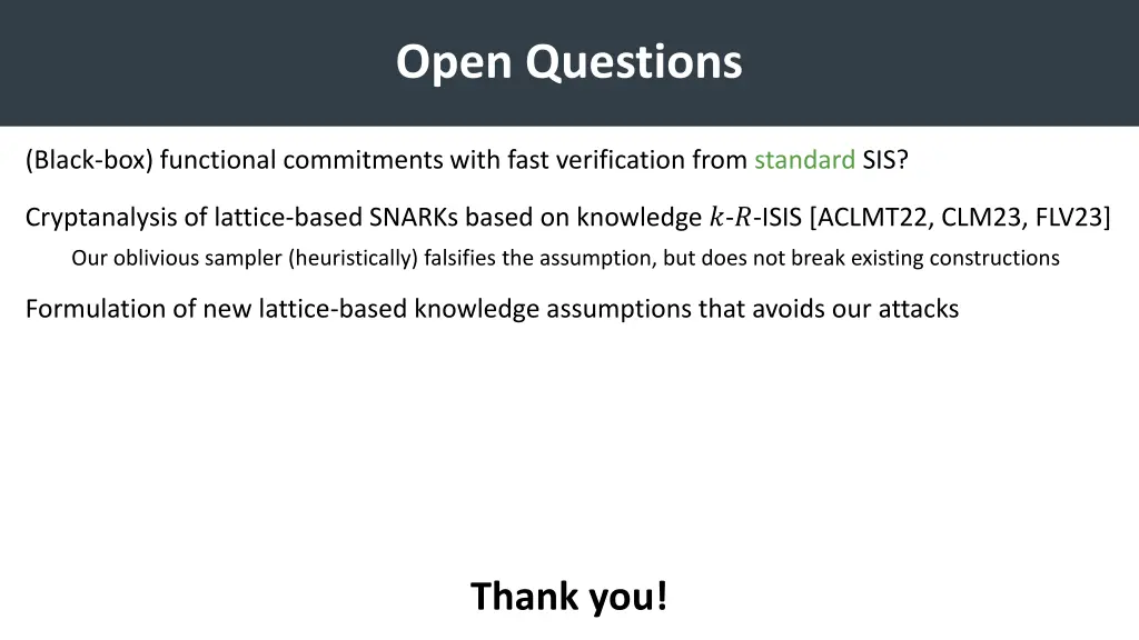 open questions