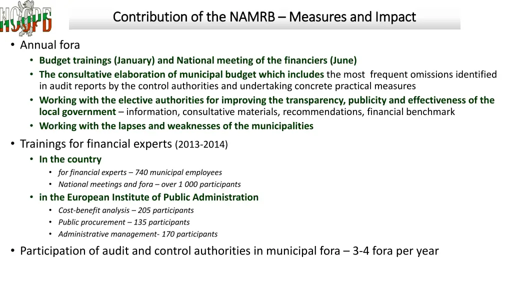 contribution of the contribution of the namrb