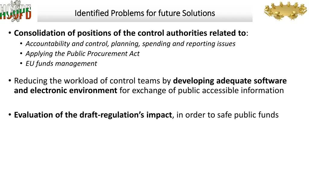 identified problems for identified problems