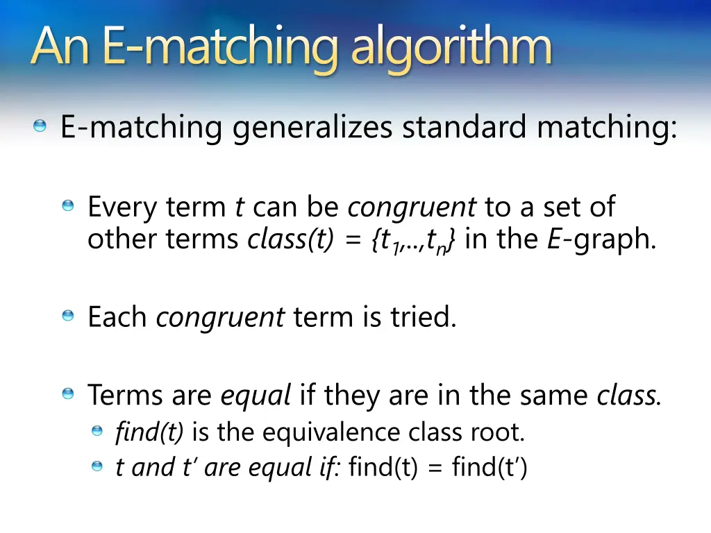 an e matching algorithm 1