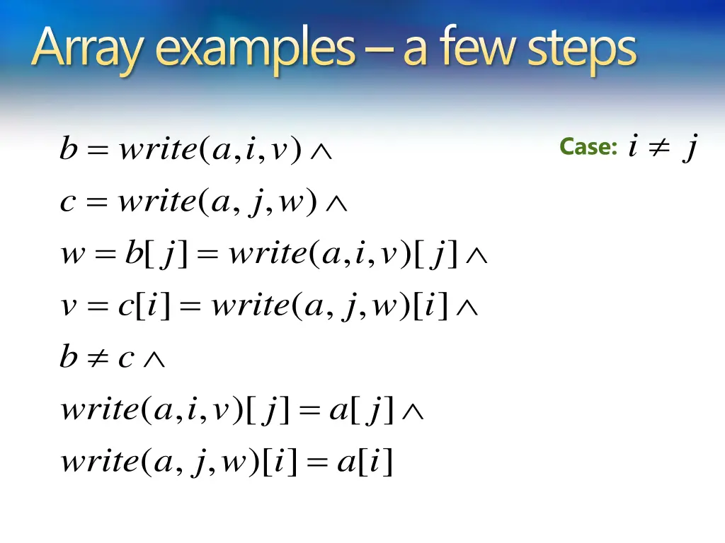 array examples a few steps