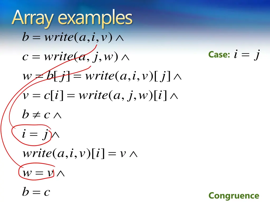 array examples b write a i v c write