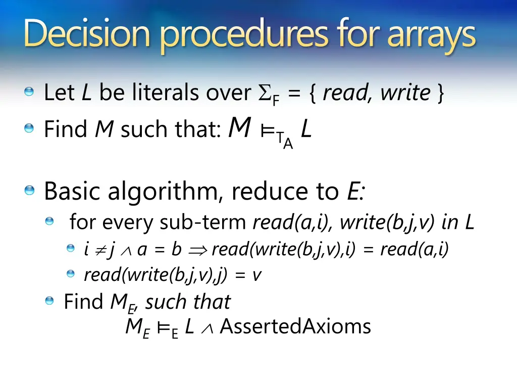 decision procedures for arrays