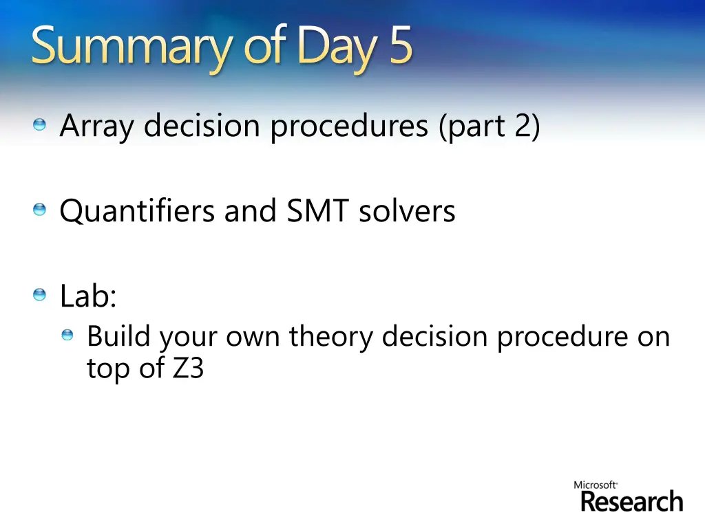 summary of day 5