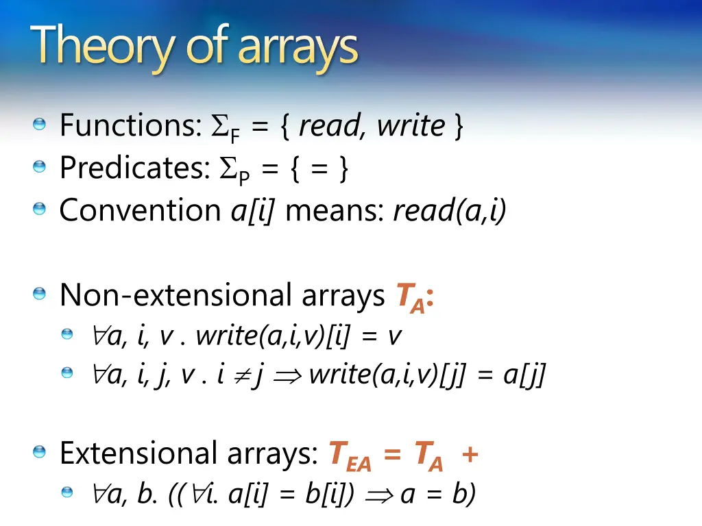 theory of arrays