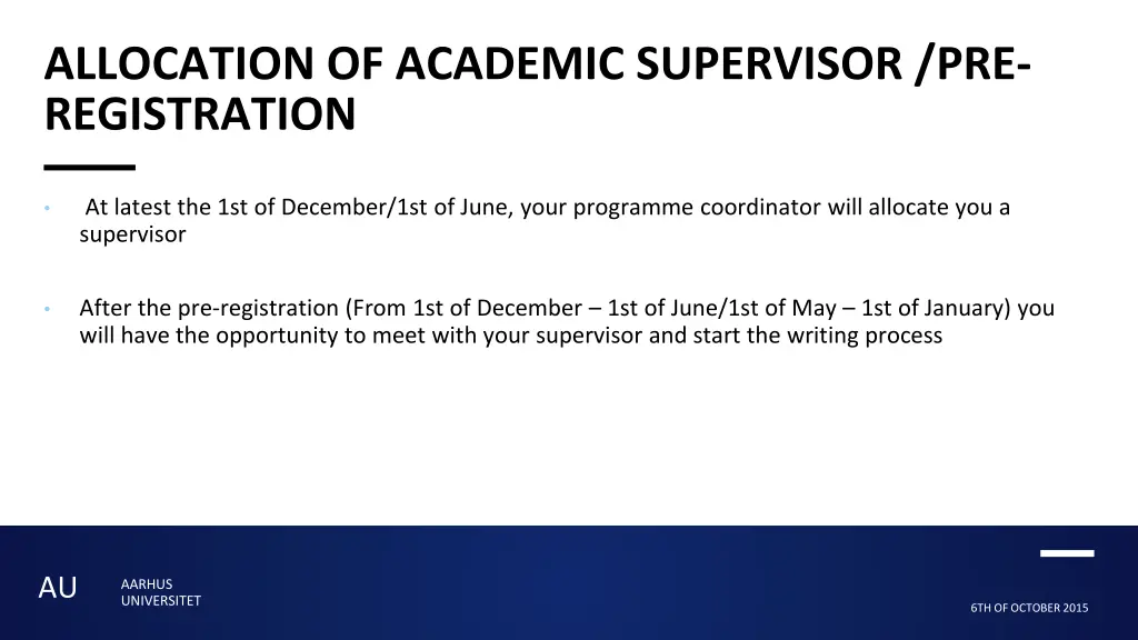 allocation of academic supervisor pre registration 1