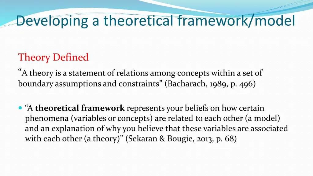 developing a theoretical framework model
