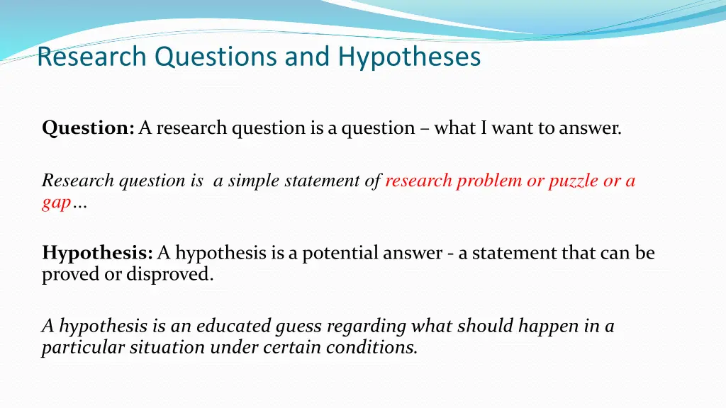 research questions and hypotheses
