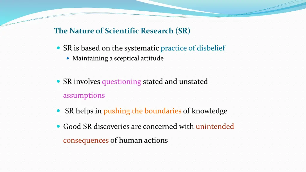 the nature of scientific research sr