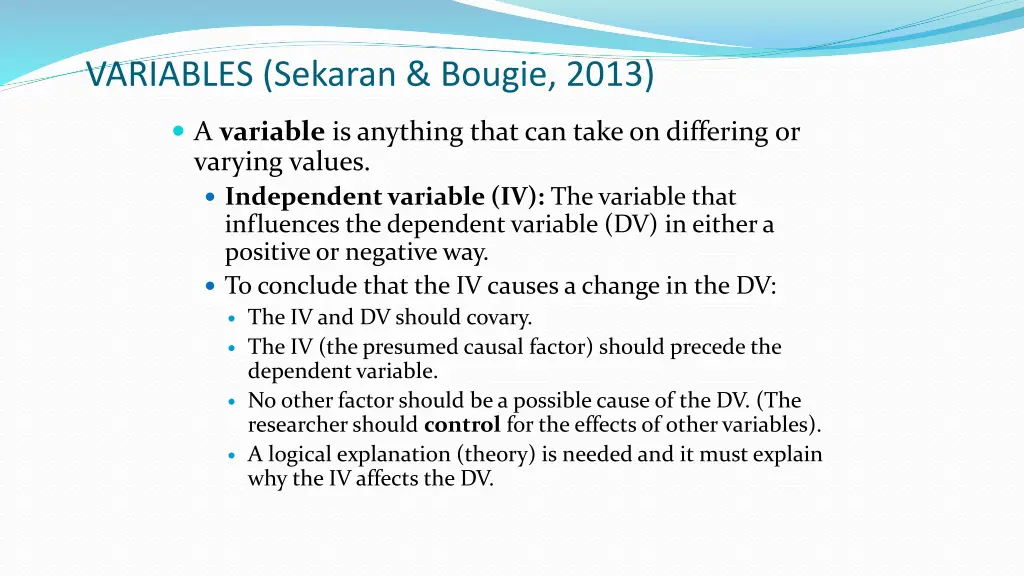 variables sekaran bougie 2013