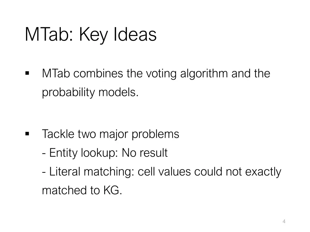 mtab key ideas