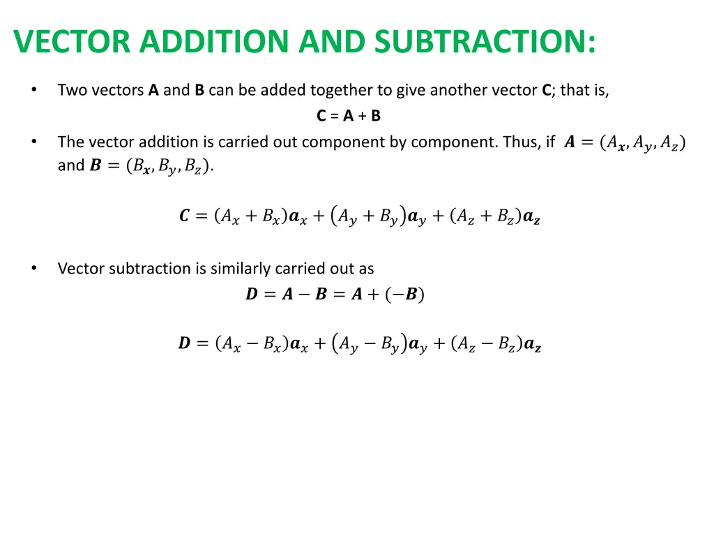 vector addition and subtraction