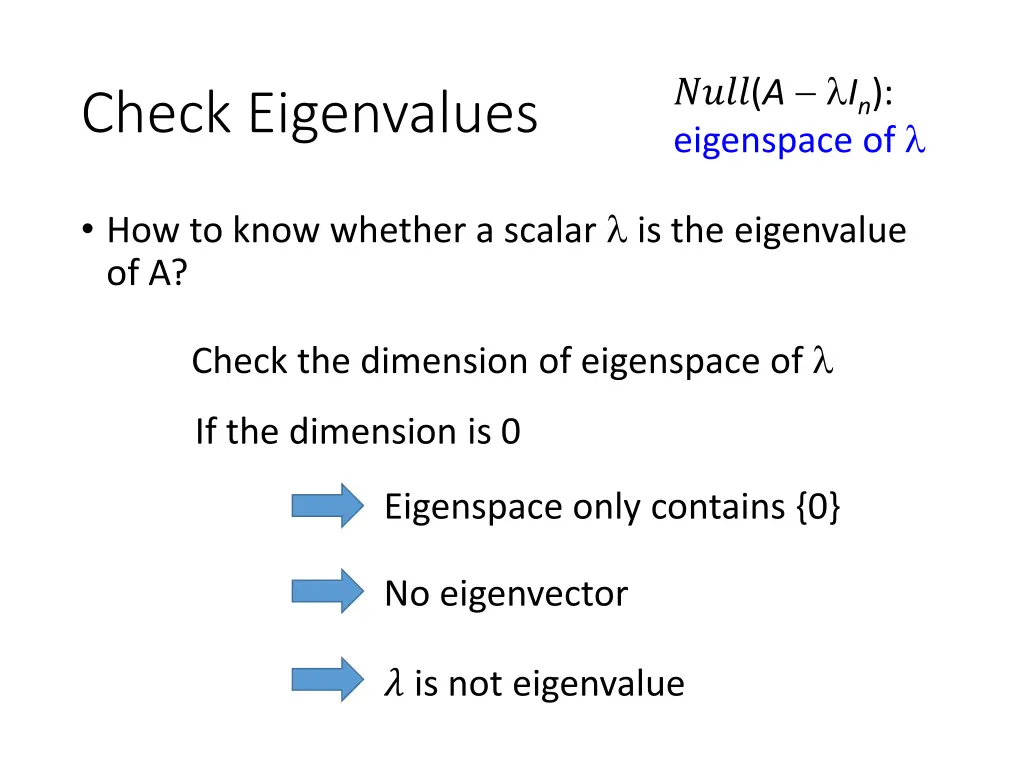 a i n eigenspace of