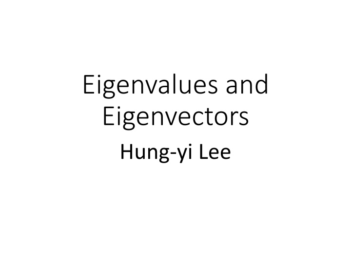eigenvalues and eigenvectors hung yi lee